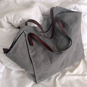 Gray Canvas Tote Bag